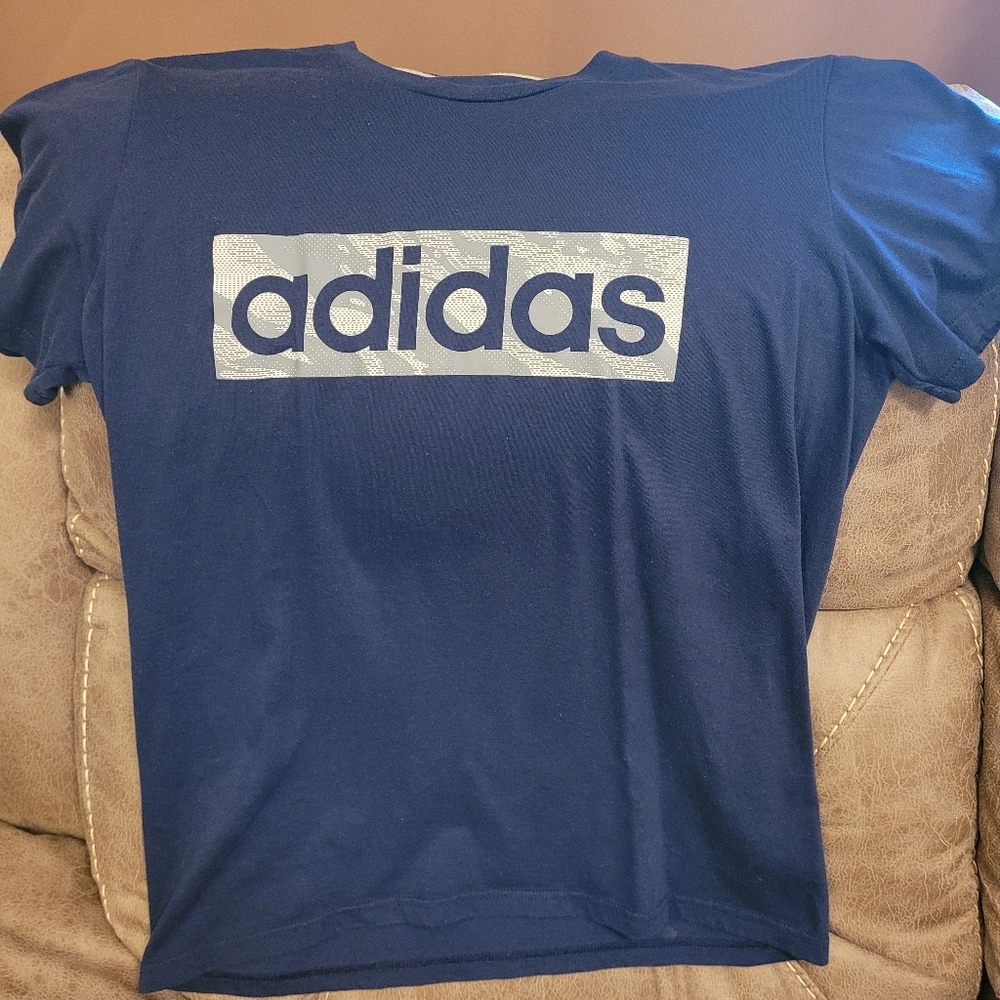 Adidas tshirt, navy, medium, short sleeve